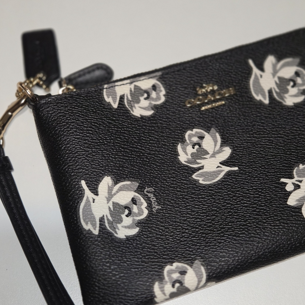 Coach Black Floral Wristlet - Picture 3 of 6